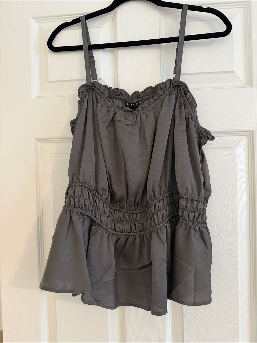 torrid Gray Smocked Peplum Cami